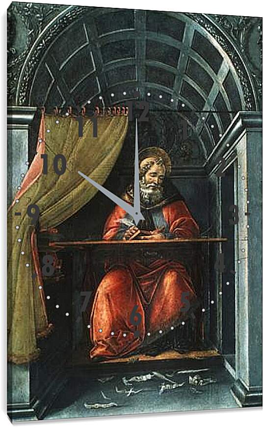 Часы картина - St. Augustinus in  prayer. Сандро Боттичелли