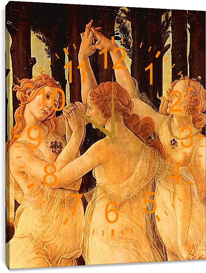 Часы картина - Spring Primavera (detail Three Graces) Сандро Боттичелли