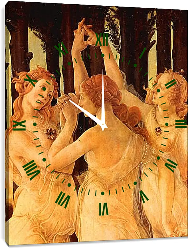 Часы картина - Spring Primavera (detail Three Graces) Сандро Боттичелли