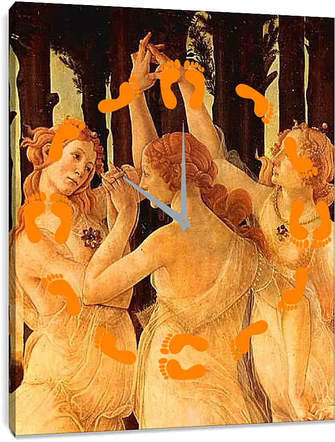 Часы картина - Spring Primavera (detail Three Graces) Сандро Боттичелли