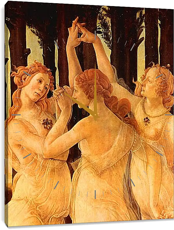 Часы картина - Spring Primavera (detail Three Graces) Сандро Боттичелли