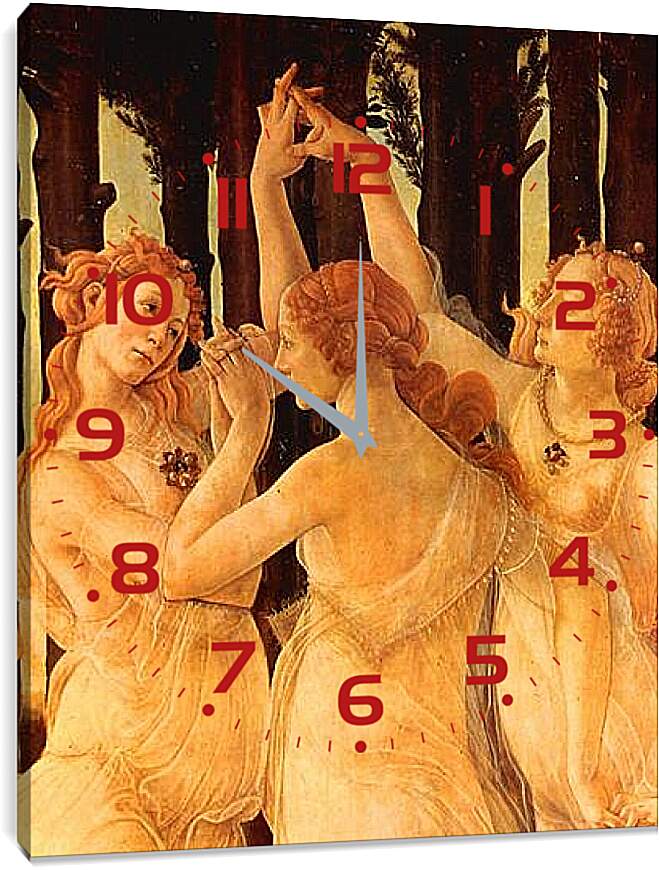 Часы картина - Spring Primavera (detail Three Graces) Сандро Боттичелли