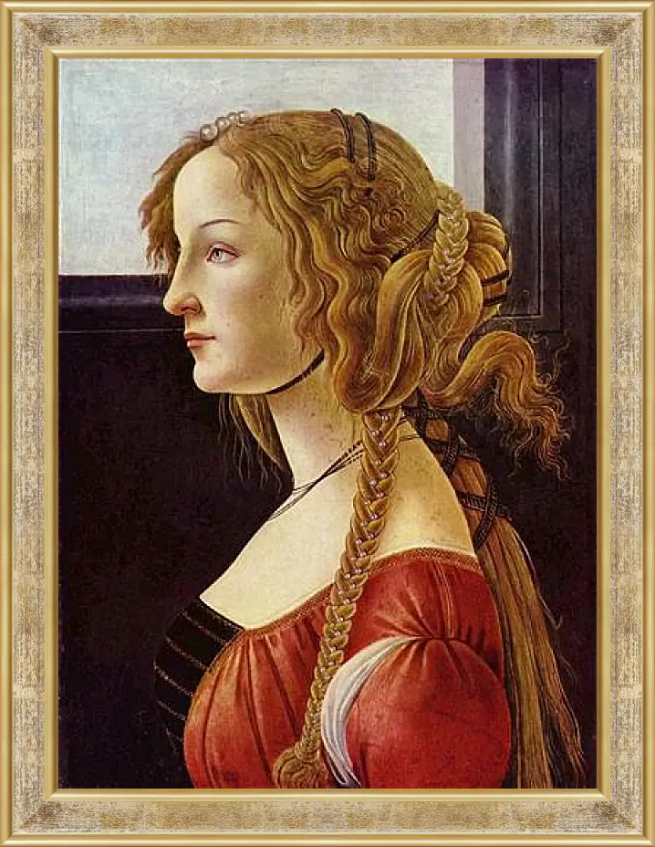 Картина в раме - Portrait of the Simonetta Vespucci. Сандро Боттичелли