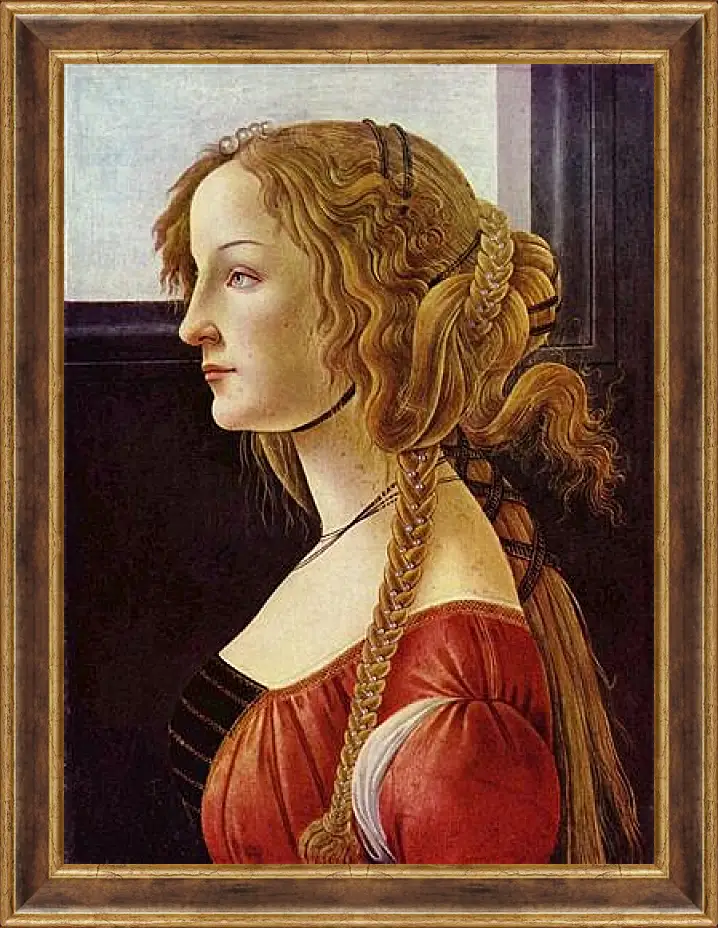 Картина в раме - Portrait of the Simonetta Vespucci. Сандро Боттичелли