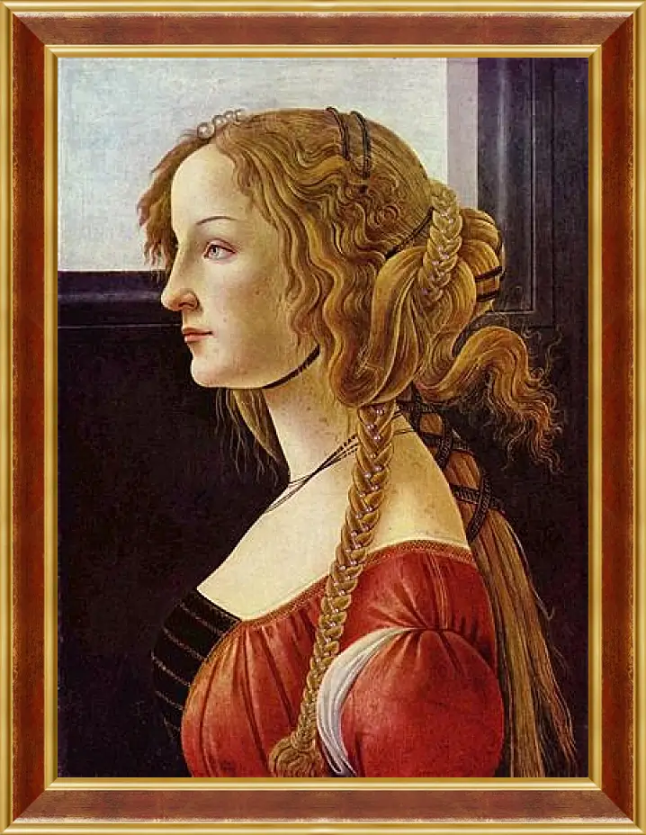 Картина в раме - Portrait of the Simonetta Vespucci. Сандро Боттичелли