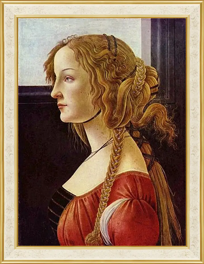 Картина в раме - Portrait of the Simonetta Vespucci. Сандро Боттичелли