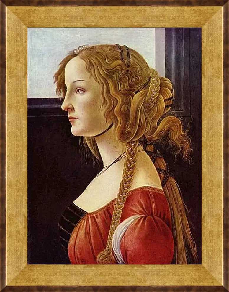 Картина в раме - Portrait of the Simonetta Vespucci. Сандро Боттичелли