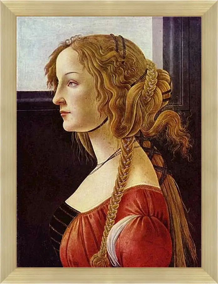 Картина в раме - Portrait of the Simonetta Vespucci. Сандро Боттичелли