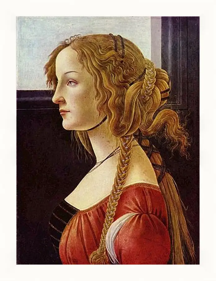 Картина в раме - Portrait of the Simonetta Vespucci. Сандро Боттичелли