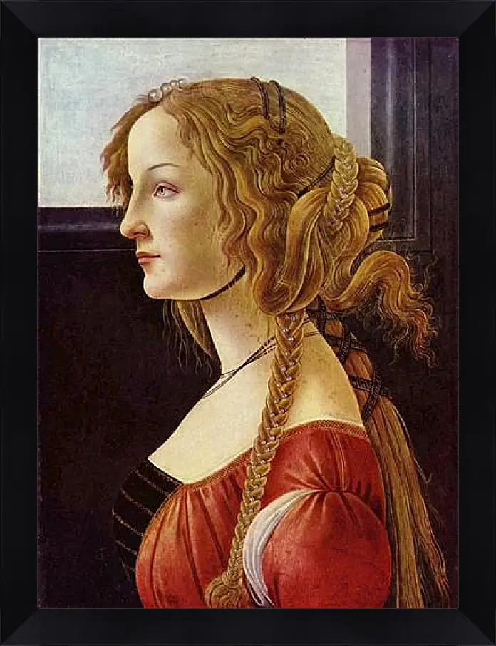 Картина в раме - Portrait of the Simonetta Vespucci. Сандро Боттичелли