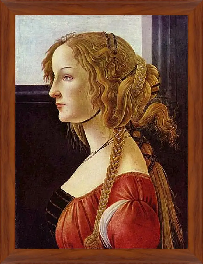 Картина в раме - Portrait of the Simonetta Vespucci. Сандро Боттичелли