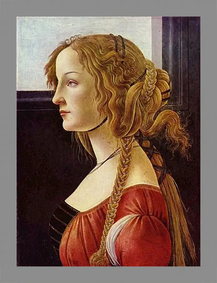 Картина в раме - Portrait of the Simonetta Vespucci. Сандро Боттичелли