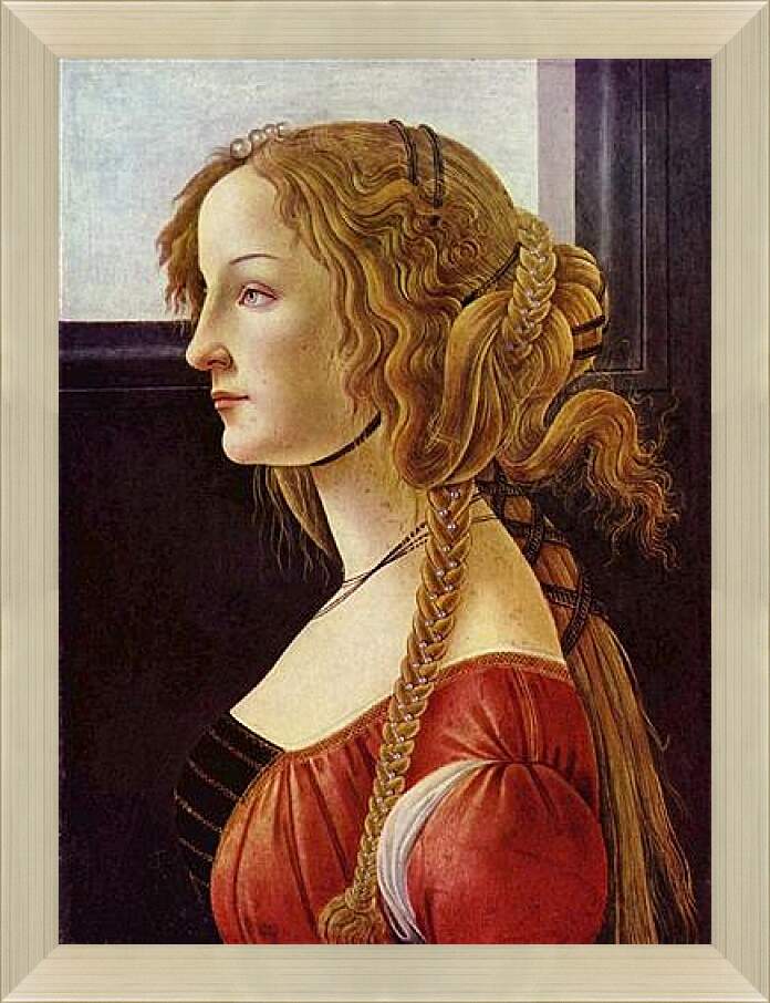 Картина в раме - Portrait of the Simonetta Vespucci. Сандро Боттичелли