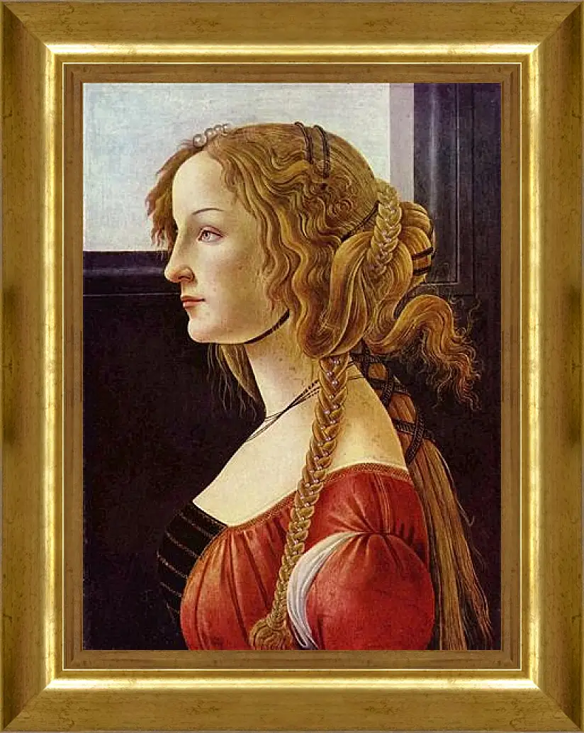 Картина в раме - Portrait of the Simonetta Vespucci. Сандро Боттичелли