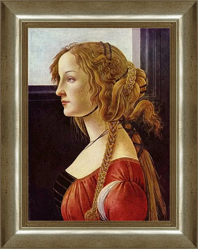 Картина в раме - Portrait of the Simonetta Vespucci. Сандро Боттичелли