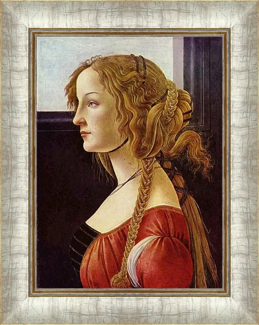 Картина в раме - Portrait of the Simonetta Vespucci. Сандро Боттичелли