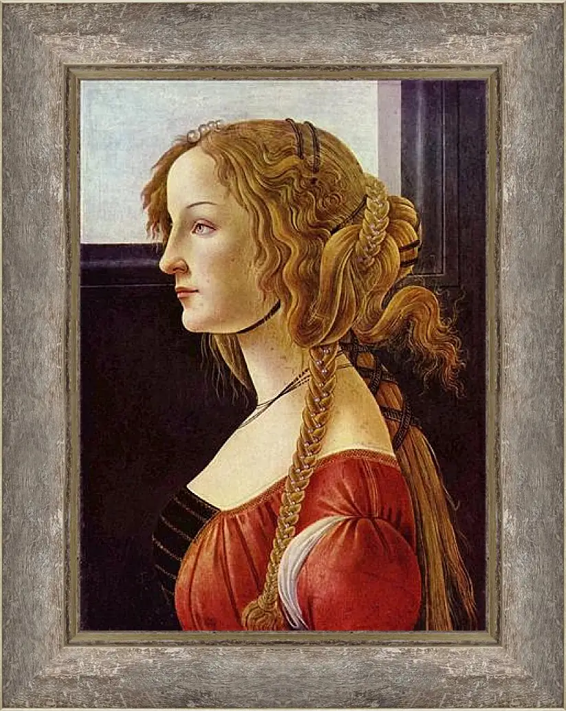 Картина в раме - Portrait of the Simonetta Vespucci. Сандро Боттичелли