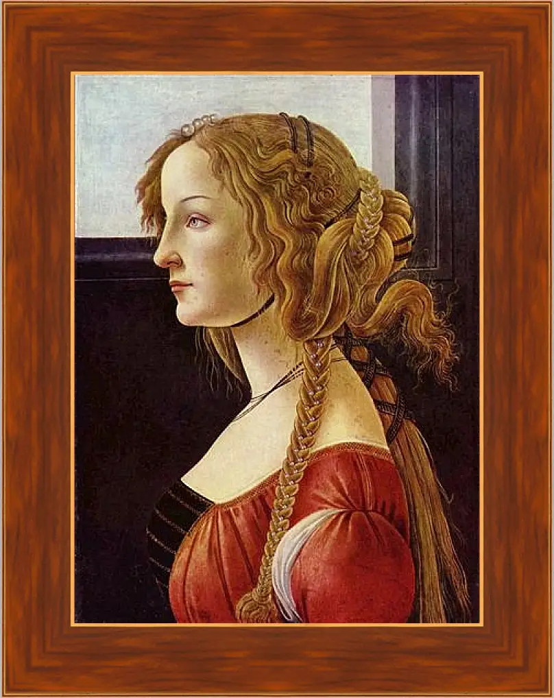 Картина в раме - Portrait of the Simonetta Vespucci. Сандро Боттичелли