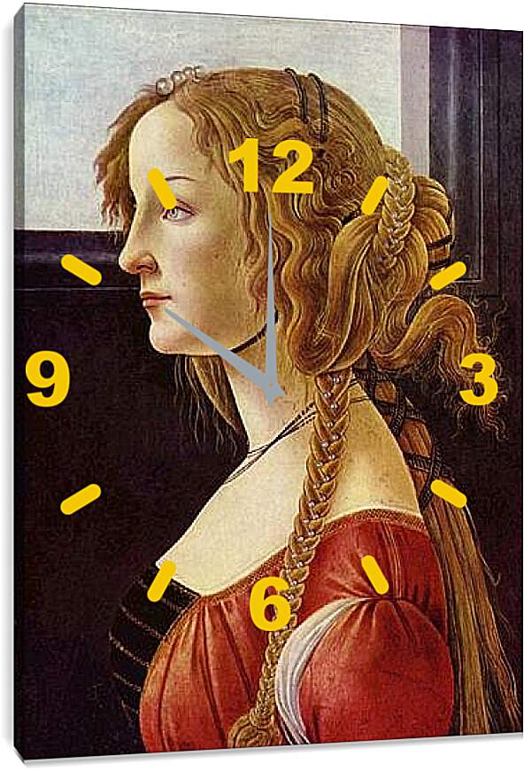 Часы картина - Portrait of the Simonetta Vespucci. Сандро Боттичелли
