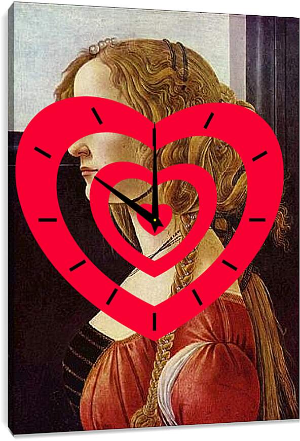 Часы картина - Portrait of the Simonetta Vespucci. Сандро Боттичелли