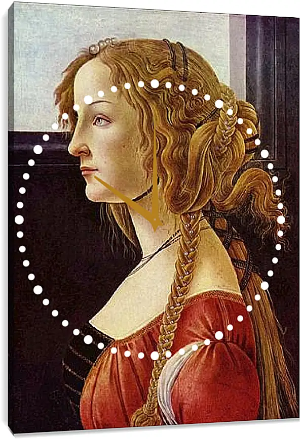 Часы картина - Portrait of the Simonetta Vespucci. Сандро Боттичелли