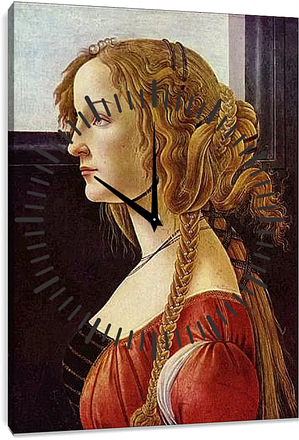 Часы картина - Portrait of the Simonetta Vespucci. Сандро Боттичелли