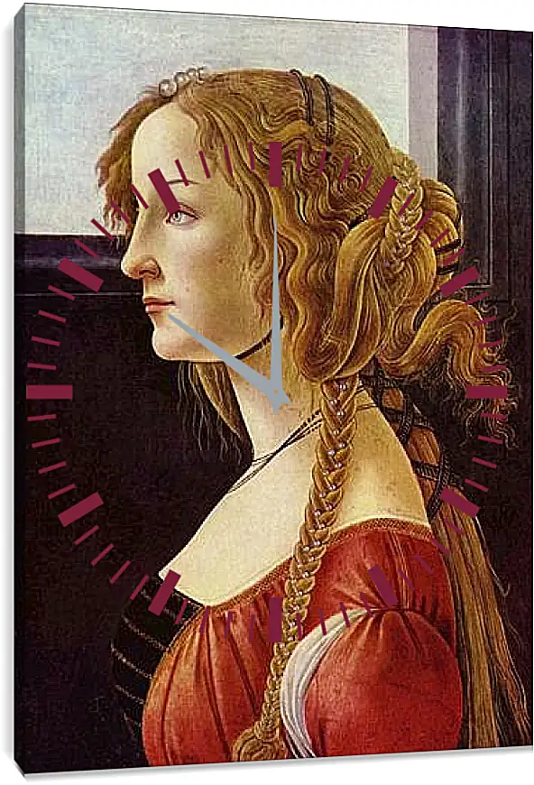 Часы картина - Portrait of the Simonetta Vespucci. Сандро Боттичелли