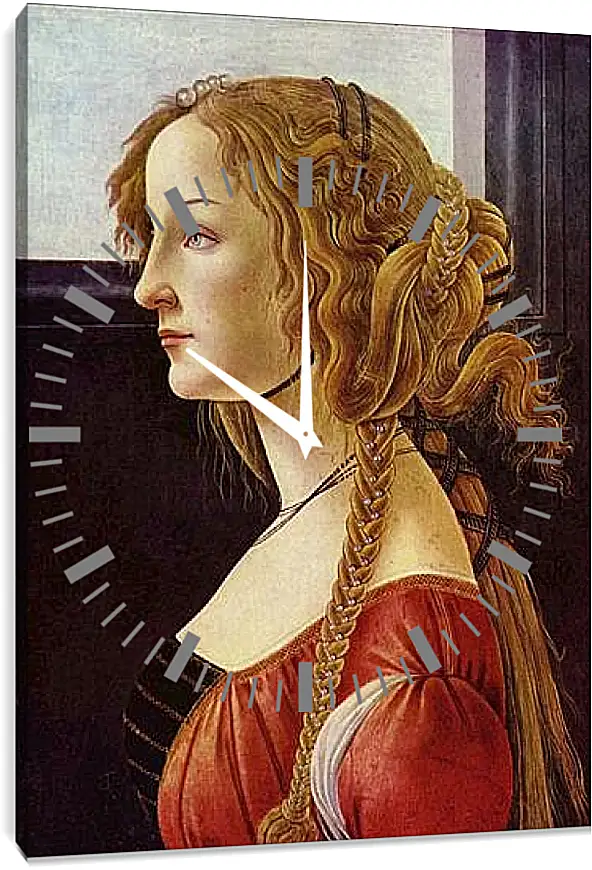 Часы картина - Portrait of the Simonetta Vespucci. Сандро Боттичелли