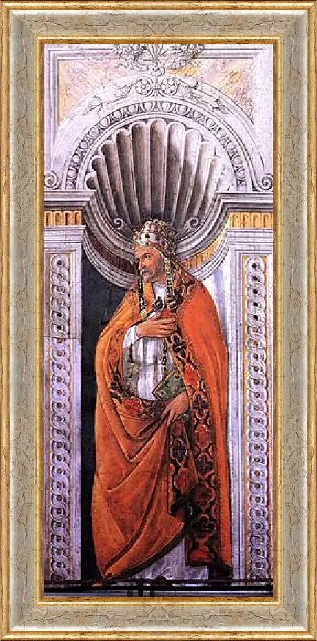 Картина в раме - Portrait of the pope, Staint Sixtus II. Сандро Боттичелли