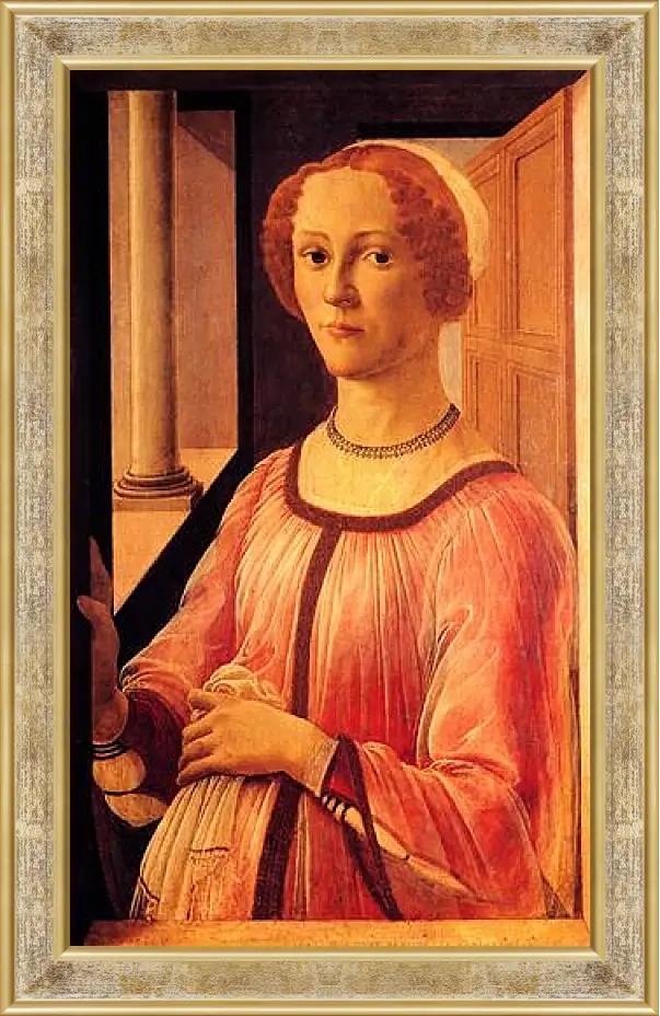 Картина в раме - Portrait of Smeralda Brandini. Сандро Боттичелли