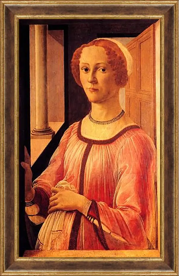 Картина в раме - Portrait of Smeralda Brandini. Сандро Боттичелли