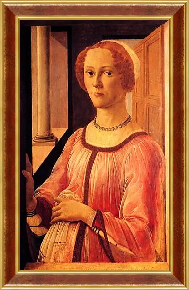 Картина в раме - Portrait of Smeralda Brandini. Сандро Боттичелли