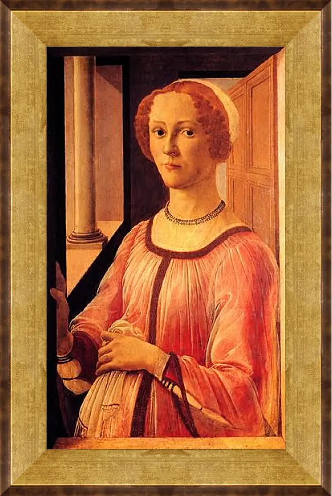 Картина в раме - Portrait of Smeralda Brandini. Сандро Боттичелли