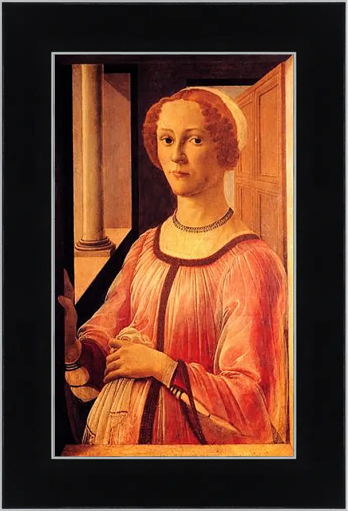Картина в раме - Portrait of Smeralda Brandini. Сандро Боттичелли
