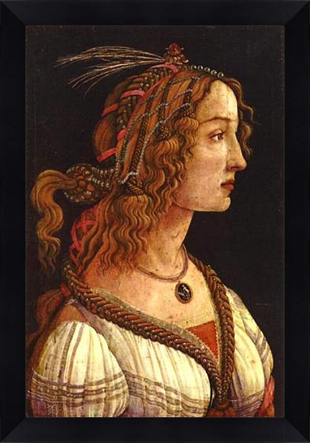 Картина в раме - Портрет молодой женщины. Сандро Боттичелли