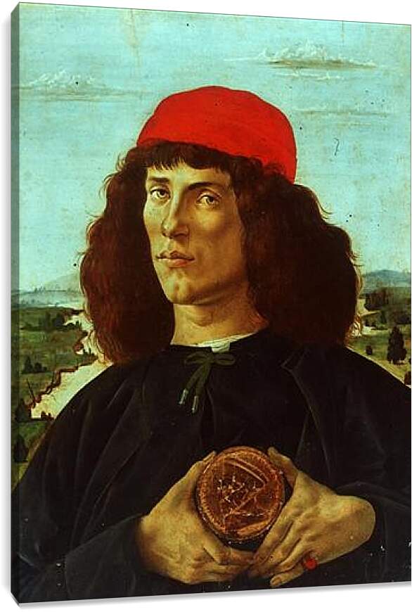 Постер и плакат - Portrait of a Man with the Medal of Cosimo de Medici the Elder. Сандро Боттичелли