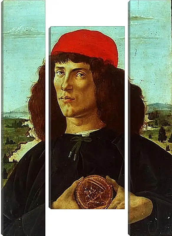 Модульная картина - Portrait of a Man with the Medal of Cosimo de Medici the Elder. Сандро Боттичелли