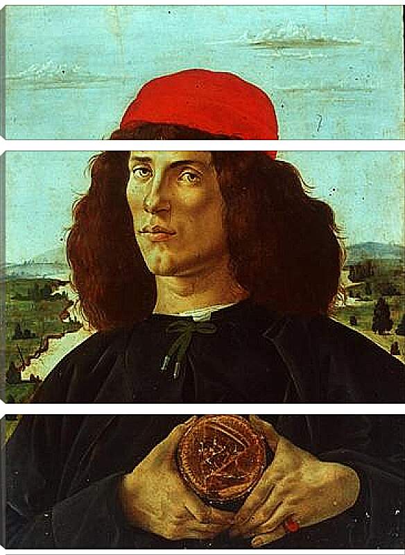 Модульная картина - Portrait of a Man with the Medal of Cosimo de Medici the Elder. Сандро Боттичелли
