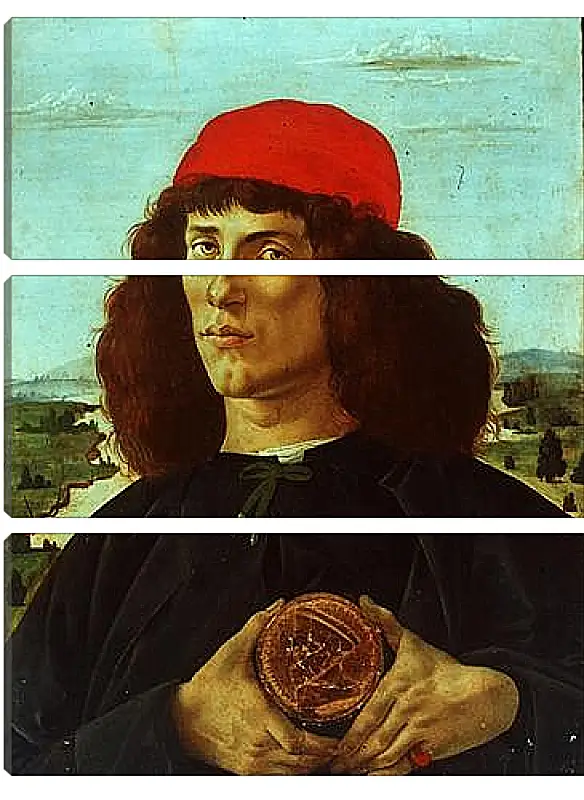 Модульная картина - Portrait of a Man with the Medal of Cosimo de Medici the Elder. Сандро Боттичелли