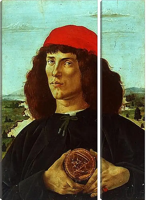 Модульная картина - Portrait of a Man with the Medal of Cosimo de Medici the Elder. Сандро Боттичелли