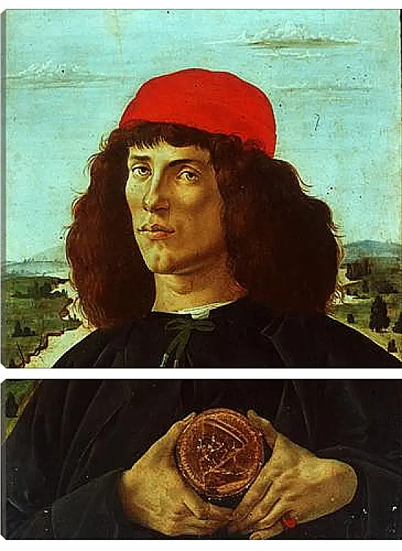 Модульная картина - Portrait of a Man with the Medal of Cosimo de Medici the Elder. Сандро Боттичелли