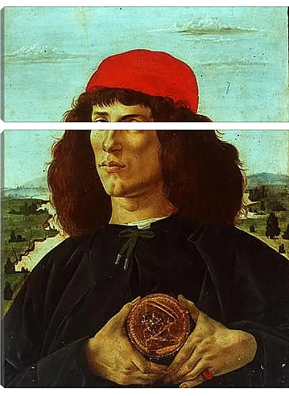 Модульная картина - Portrait of a Man with the Medal of Cosimo de Medici the Elder. Сандро Боттичелли