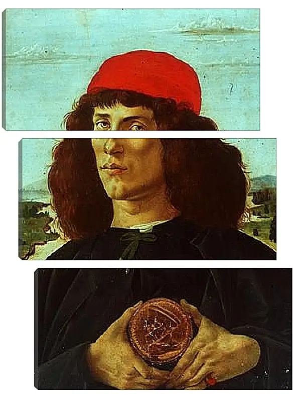 Модульная картина - Portrait of a Man with the Medal of Cosimo de Medici the Elder. Сандро Боттичелли