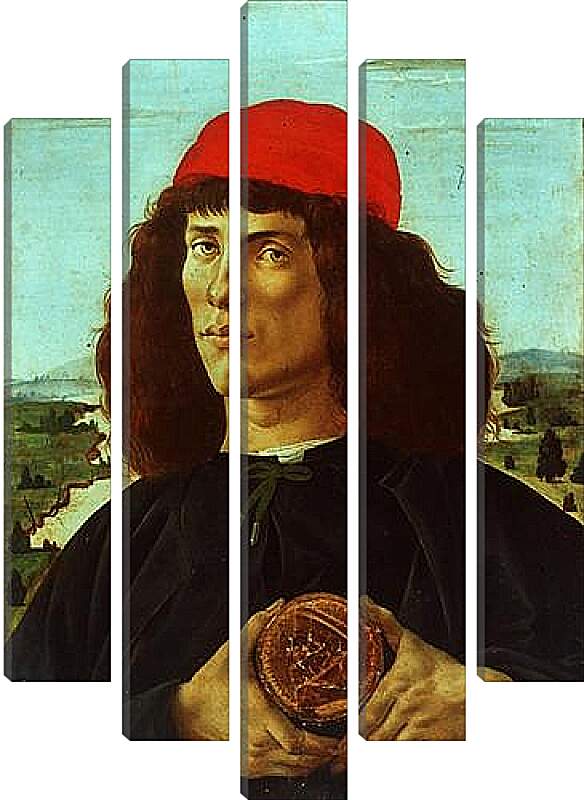 Модульная картина - Portrait of a Man with the Medal of Cosimo de Medici the Elder. Сандро Боттичелли