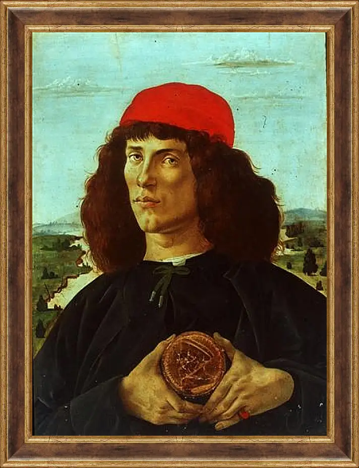 Картина в раме - Portrait of a Man with the Medal of Cosimo de Medici the Elder. Сандро Боттичелли