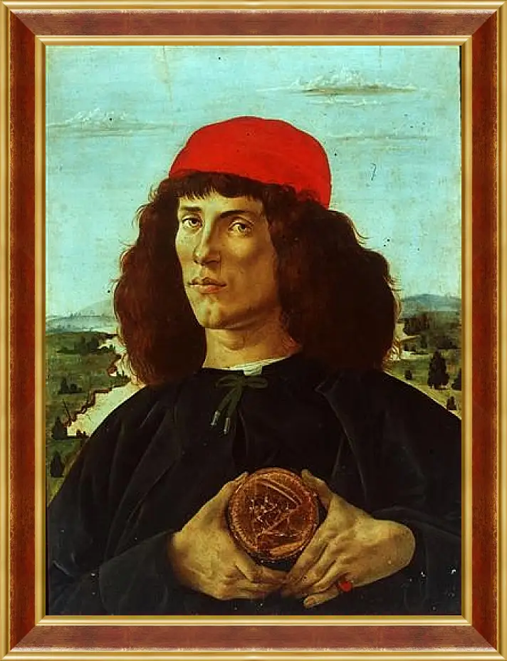 Картина в раме - Portrait of a Man with the Medal of Cosimo de Medici the Elder. Сандро Боттичелли