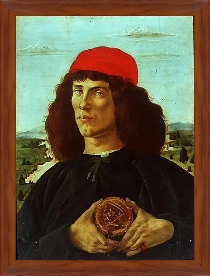 Картина в раме - Portrait of a Man with the Medal of Cosimo de Medici the Elder. Сандро Боттичелли