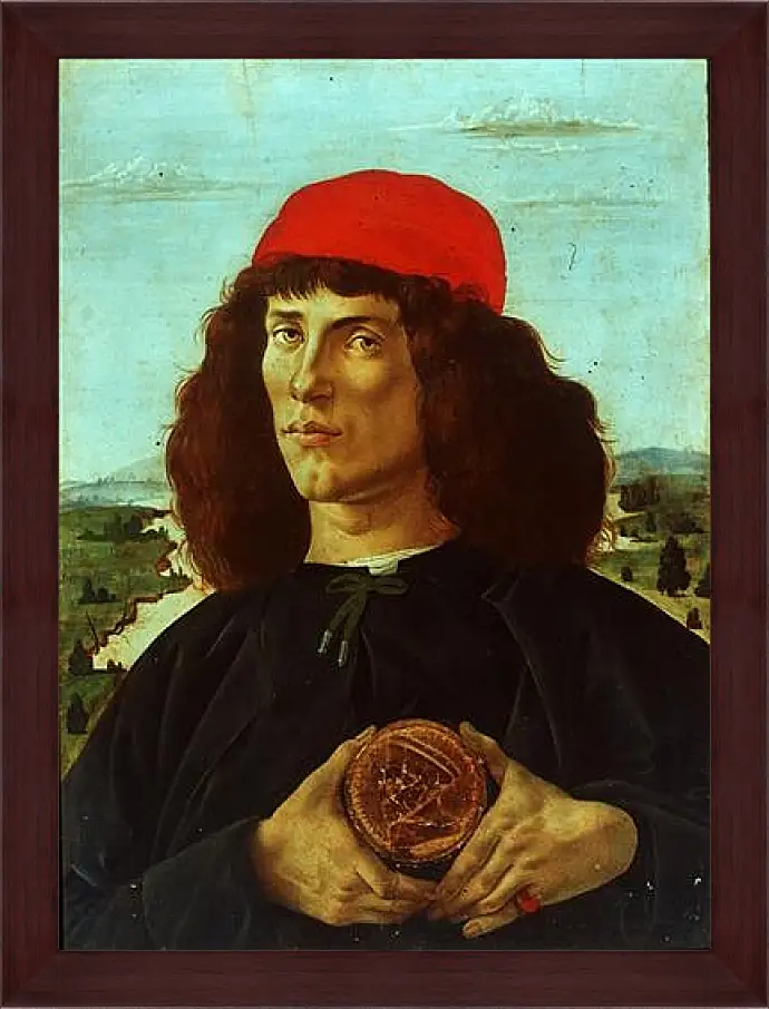 Картина в раме - Portrait of a Man with the Medal of Cosimo de Medici the Elder. Сандро Боттичелли