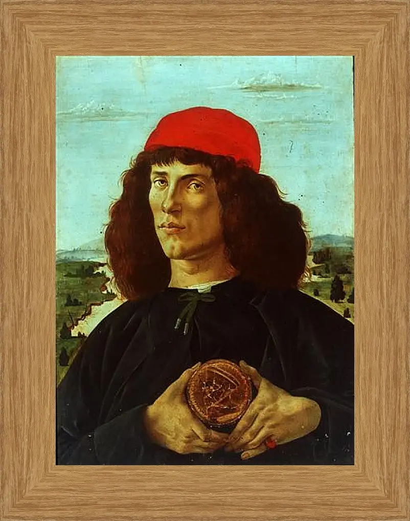 Картина в раме - Portrait of a Man with the Medal of Cosimo de Medici the Elder. Сандро Боттичелли