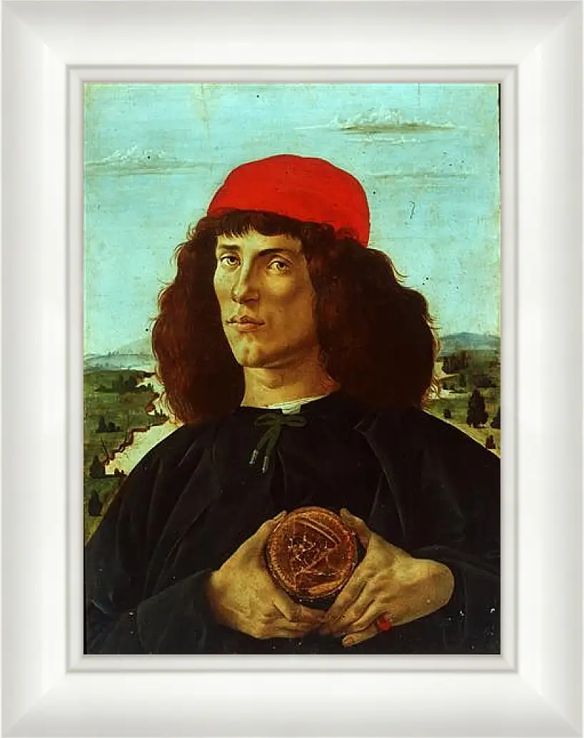 Картина в раме - Portrait of a Man with the Medal of Cosimo de Medici the Elder. Сандро Боттичелли